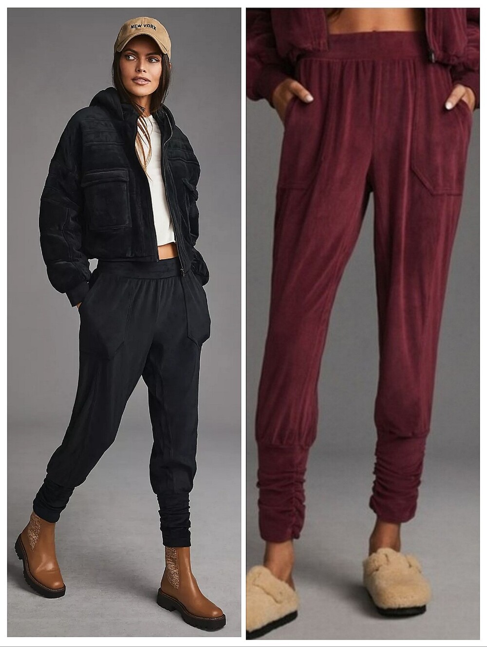 Anthropologie Daily Practice Leg Warmer Jogger Pants Wine Loungewear Balletcore